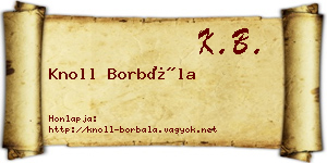 Knoll Borbála névjegykártya