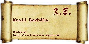 Knoll Borbála névjegykártya